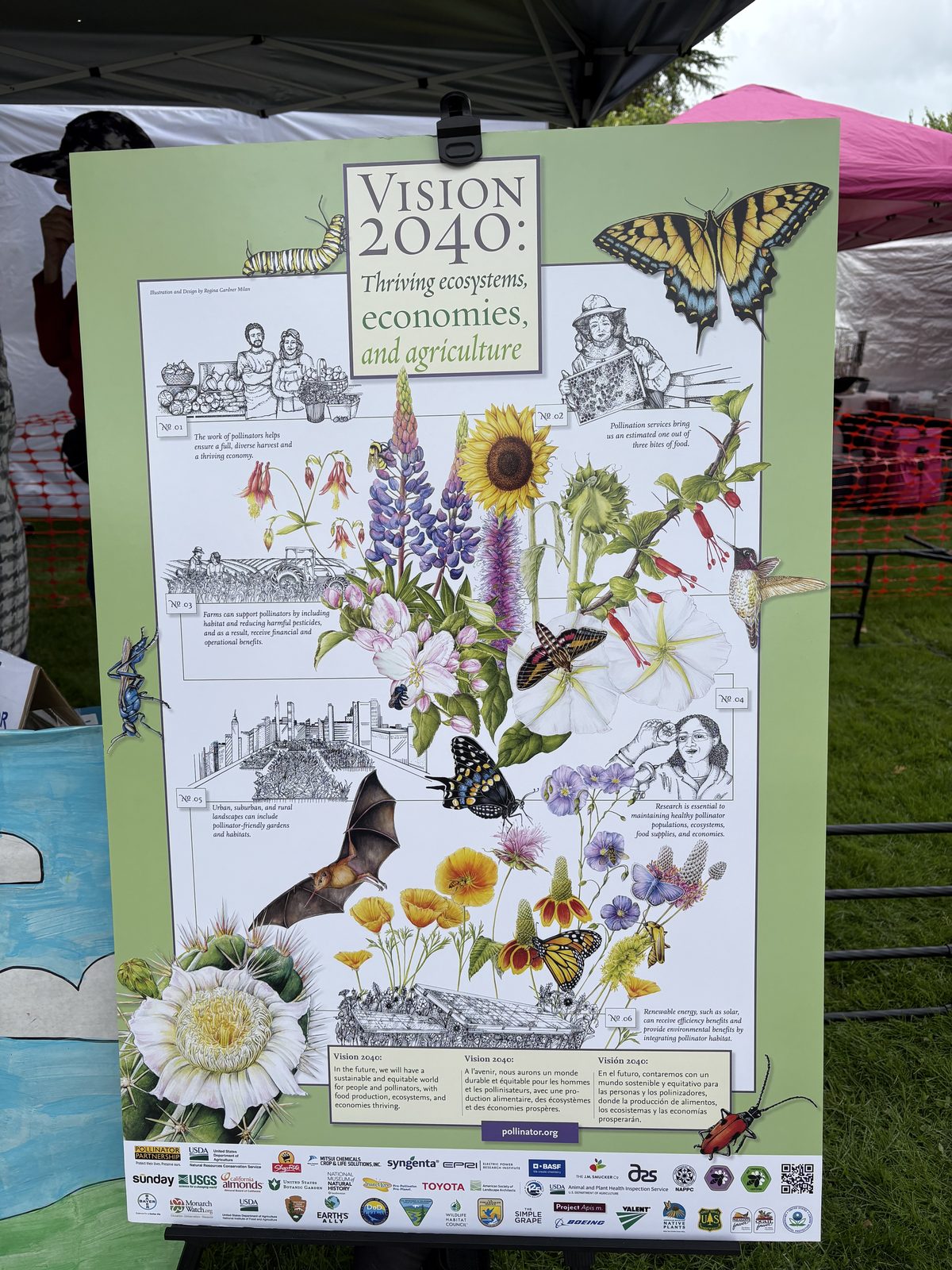 The Vision 2040 pollinator poster on display at the booth